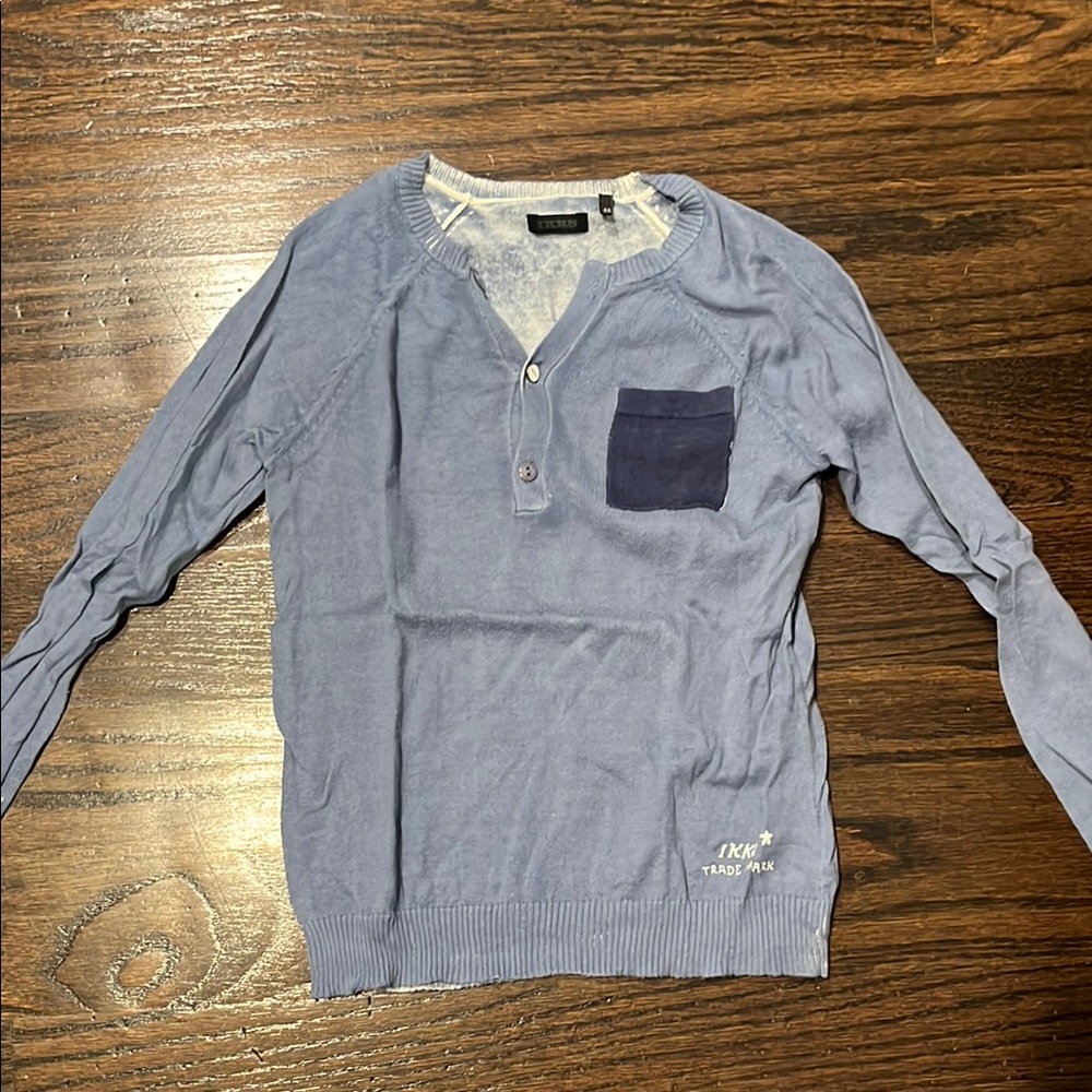 Ikks Blue V-Neck Sweater Casual Style